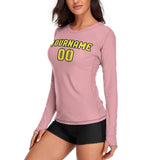 Custom Light Pink Light Yellow Women's Long-Sleeve Shirt