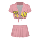 Custom Light Pink Light Yellow Cheerleading Uniform Set