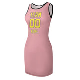 Custom Light Pink Light Yellow Sleeveless Vest Dress