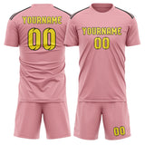 Custom Light Pink Light Yellow Soccer Jersey