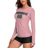 Custom Light Pink Blue Green Women's Long-Sleeve Shirt