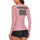 Custom Light Pink Blue Green Women's Long-Sleeve Shirt