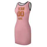 Custom Light Pink Orange Sleeveless Vest Dress