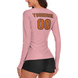 Custom Light Pink Orange Women's Long-Sleeve Shirt
