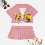 Custom Light Pink Gold Cheerleading Uniform Set