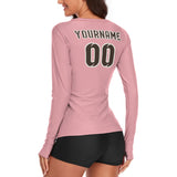Custom Light Pink Brown Women's Long-Sleeve Shirt