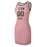 Custom Light Pink Olive Sleeveless Vest Dress