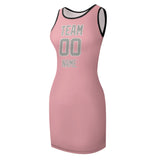 Custom Light Pink Gray Sleeveless Vest Dress