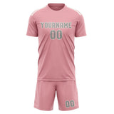 Custom Light Pink Gray Soccer Jersey