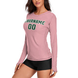 Custom Light Pink Green Women's Long-Sleeve Shirt