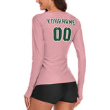 Custom Light Pink Green Women's Long-Sleeve Shirt