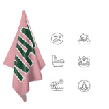 Custom Light Pink Green Beach Towel