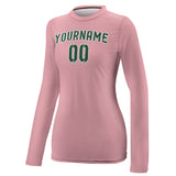 Custom Light Pink Green Women's Long-Sleeve Shirt
