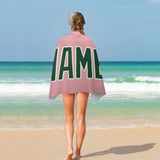 Custom Light Pink Green Beach Towel