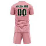 Custom Light Pink Green Soccer Jersey