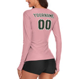 Custom Light Pink Dark Green Women's Long-Sleeve Shirt