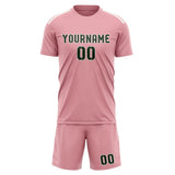 Custom Light Pink Dark Green Soccer Jersey