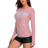 Custom Light Pink Light Blue Women's Long-Sleeve Shirt
