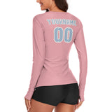 Custom Light Pink Light Blue Women's Long-Sleeve Shirt