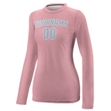 Custom Light Pink Light Blue Women's Long-Sleeve Shirt