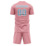 Custom Light Pink Light Blue Soccer Jersey