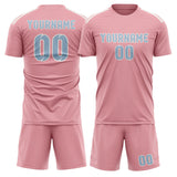 Custom Light Pink Light Blue Soccer Jersey