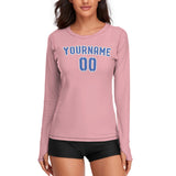 Custom Light Pink Sky Blue Women's Long-Sleeve Shirt