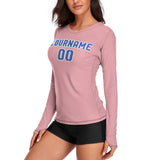 Custom Light Pink Sky Blue Women's Long-Sleeve Shirt