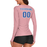 Custom Light Pink Sky Blue Women's Long-Sleeve Shirt
