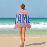 Custom Light Pink Sky Blue Beach Towel