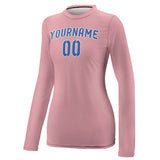 Custom Light Pink Sky Blue Women's Long-Sleeve Shirt