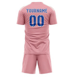 Custom Light Pink Sky Blue Soccer Jersey