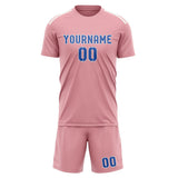 Custom Light Pink Sky Blue Soccer Jersey