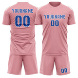 Custom Light Pink Sky Blue Soccer Jersey
