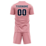 Custom Light Pink Blue Soccer Jersey