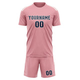 Custom Light Pink Blue Soccer Jersey