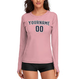 Custom Light Pink Navy Women's Long-Sleeve Shirt
