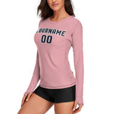 Custom Light Pink Navy Women's Long-Sleeve Shirt