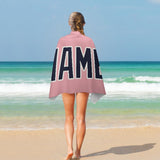 Custom Light Pink Navy Beach Towel