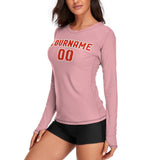 Custom Light Pink Orange Red Women's Long-Sleeve Shirt