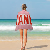 Custom Light Pink Orange Red Beach Towel