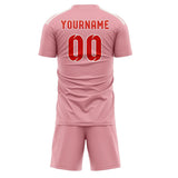 Custom Light Pink Orange Red Soccer Jersey