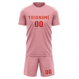 Custom Light Pink Orange Red Soccer Jersey