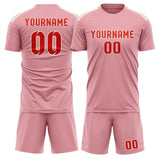 Custom Light Pink Orange Red Soccer Jersey