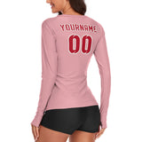 Custom Light Pink Red Women's Long-Sleeve Shirt