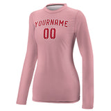 Custom Light Pink Red Women's Long-Sleeve Shirt