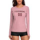 Custom Light Pink Crimson Red Women's Long-Sleeve Shirt