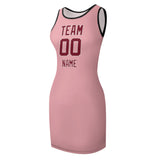 Custom Light Pink Crimson Red Sleeveless Vest Dress