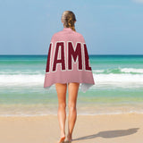 Custom Light Pink Crimson Red Beach Towel
