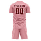 Custom Light Pink Crimson Red Soccer Jersey